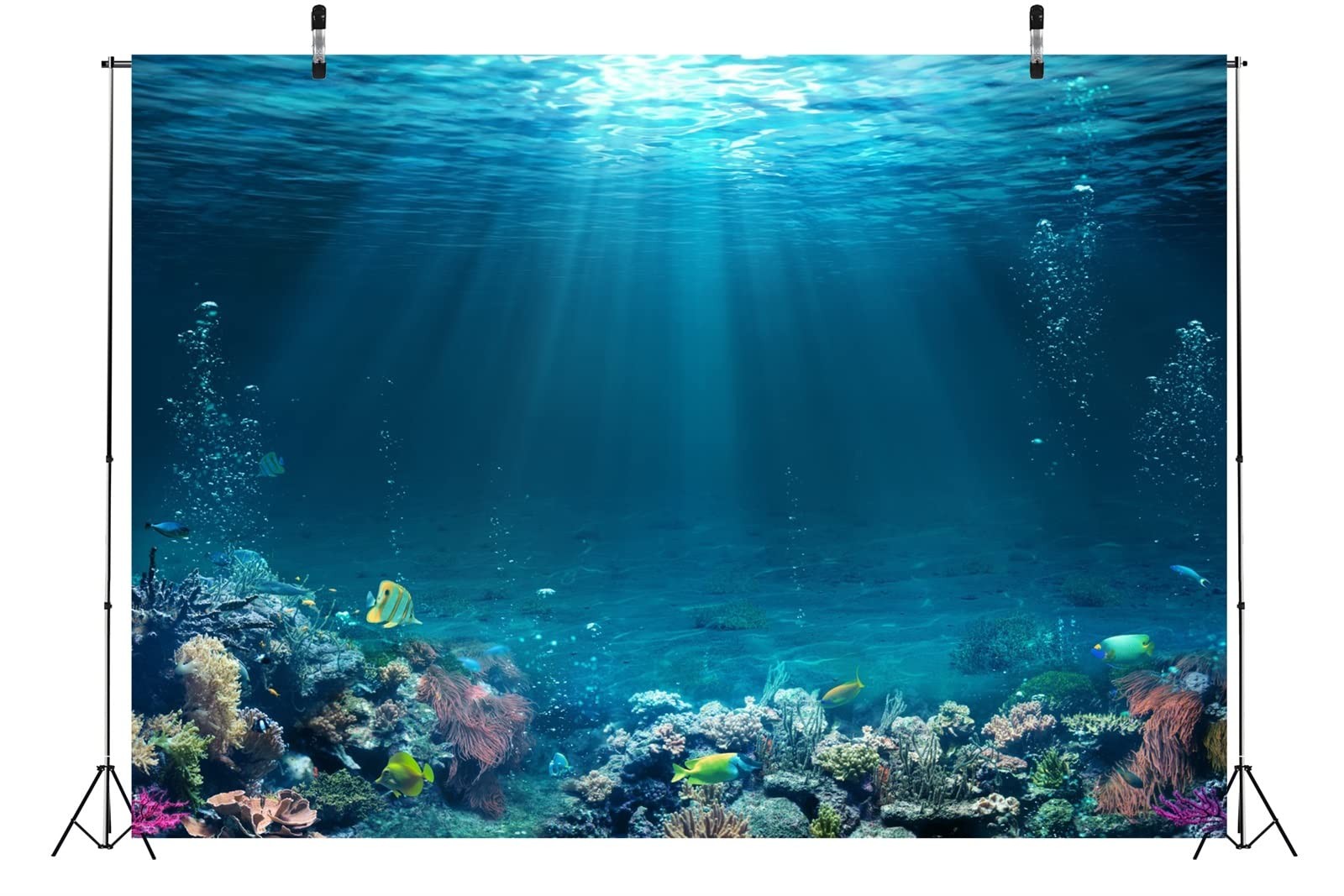 5×3 Foot Fabric Underwater World Tropical Fish Corral Deep Sea Photo Backdrop