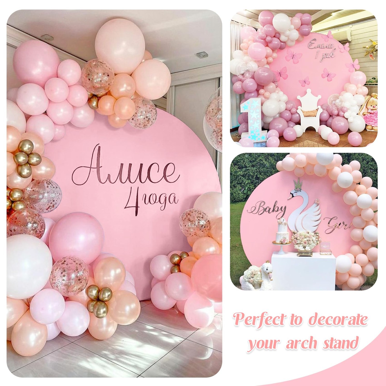 6.6FT Round Spandex Fitted Wedding Arch Cover for Circle Arch Stand, Thick Sp…