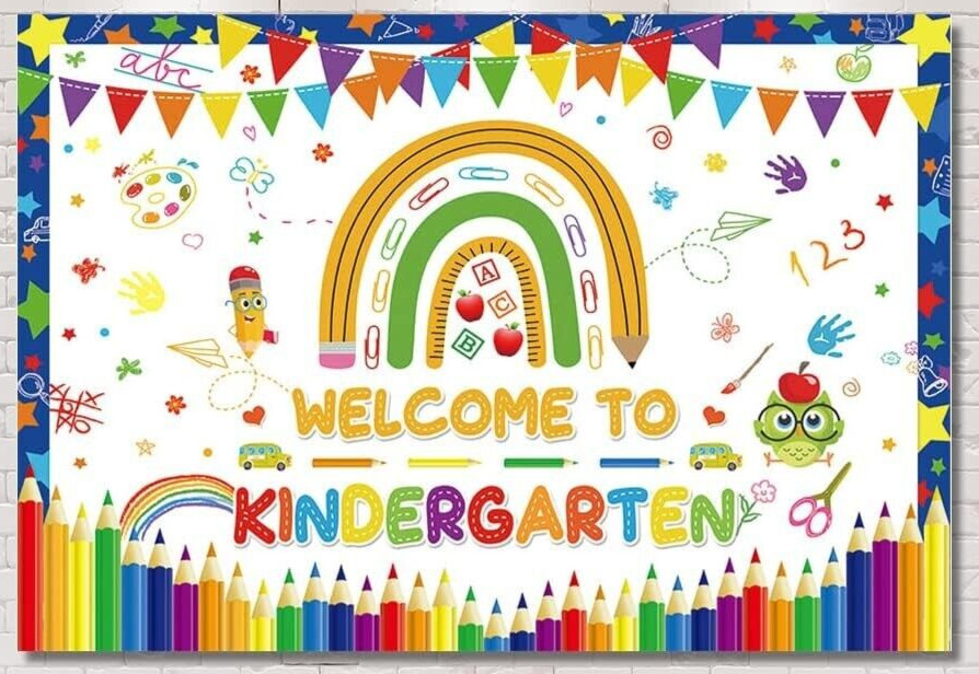 7x5ft Back to School Photography Backdrop Welcome to Kindergarten Banner Flag