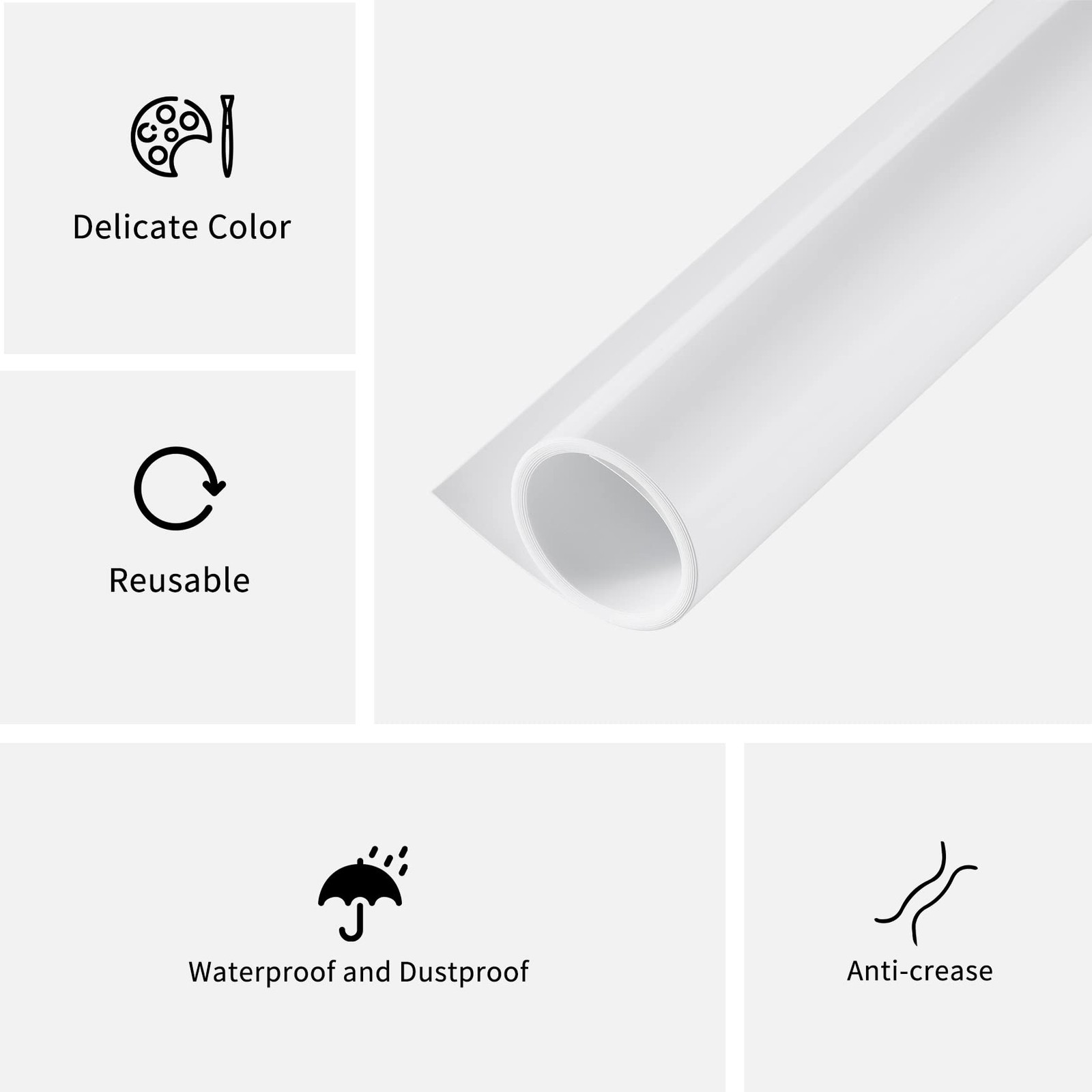 White PVC Backdrop, 23.6″x51″ Photography Backdrop Matte & Reflective PVC Bac…