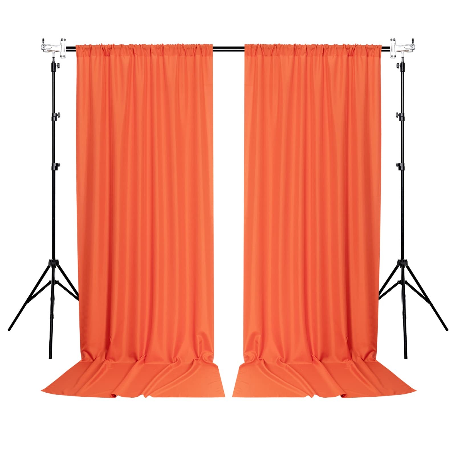 2 PCS Orange Backdrop Curtains 5x10ft Light Filtering Sliding Drapes