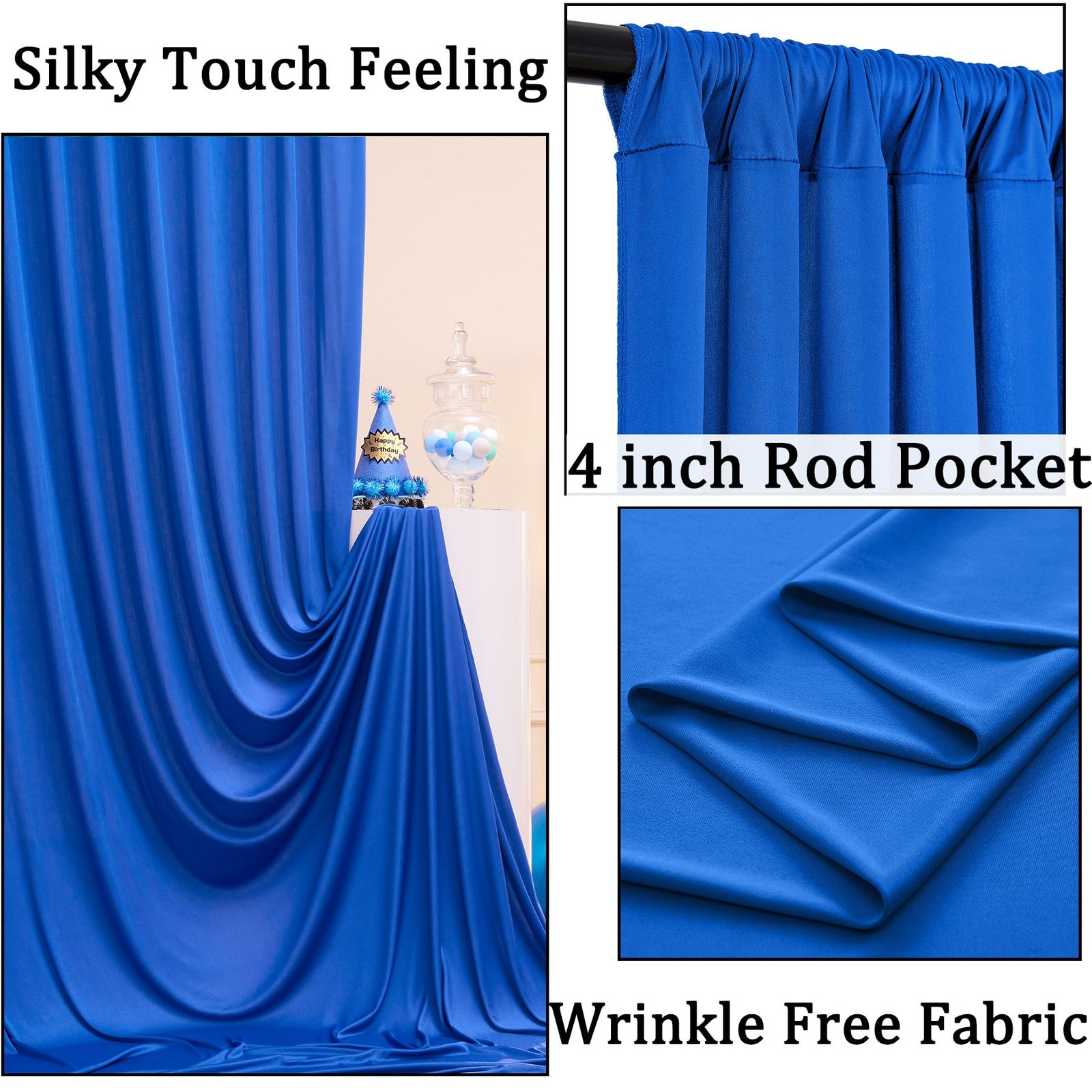50ftx10ft Wrinkle Free Royal Blue Backdrop Curtains for 50ftx10ft,
