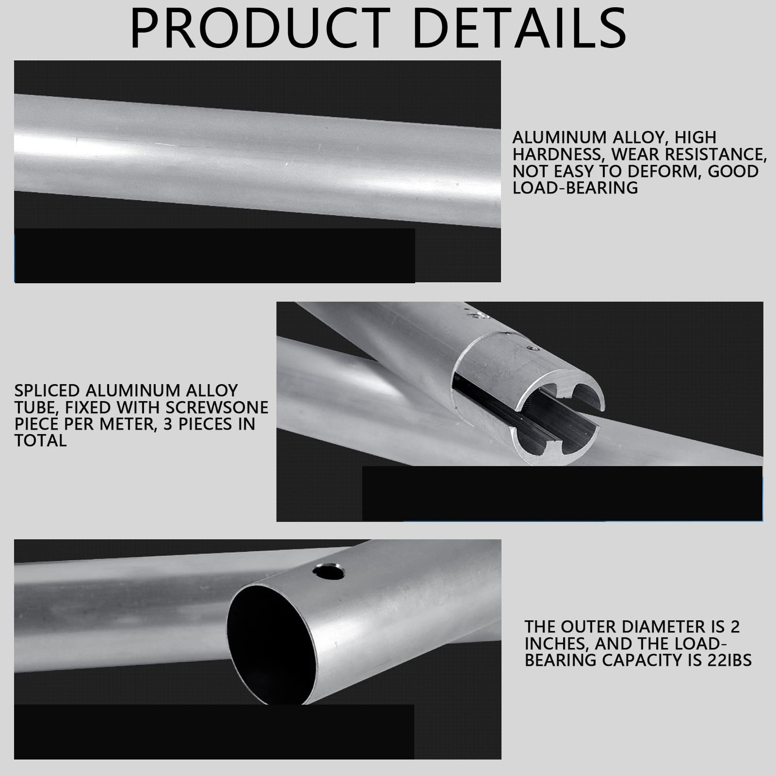 118″/3m Stainless Metal Tube Crossbar for Studio Backdrop Wall Mount System -…