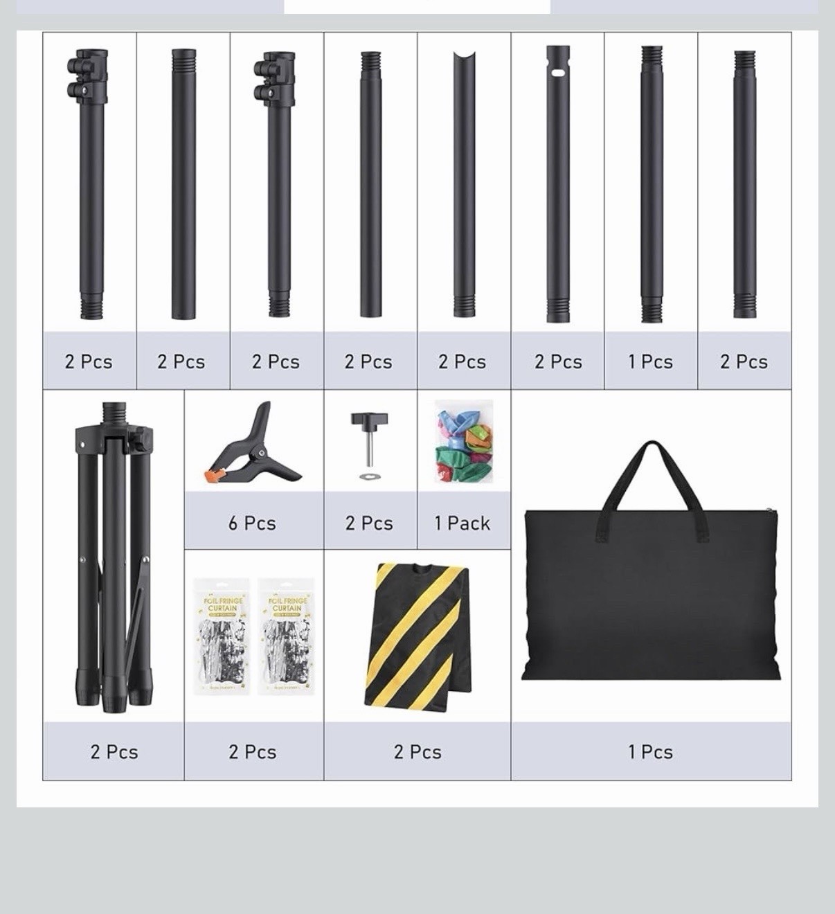Backdrop Stand Kit, 6 Widths, 10×7.5ft Adjustable, balloons, curtains included