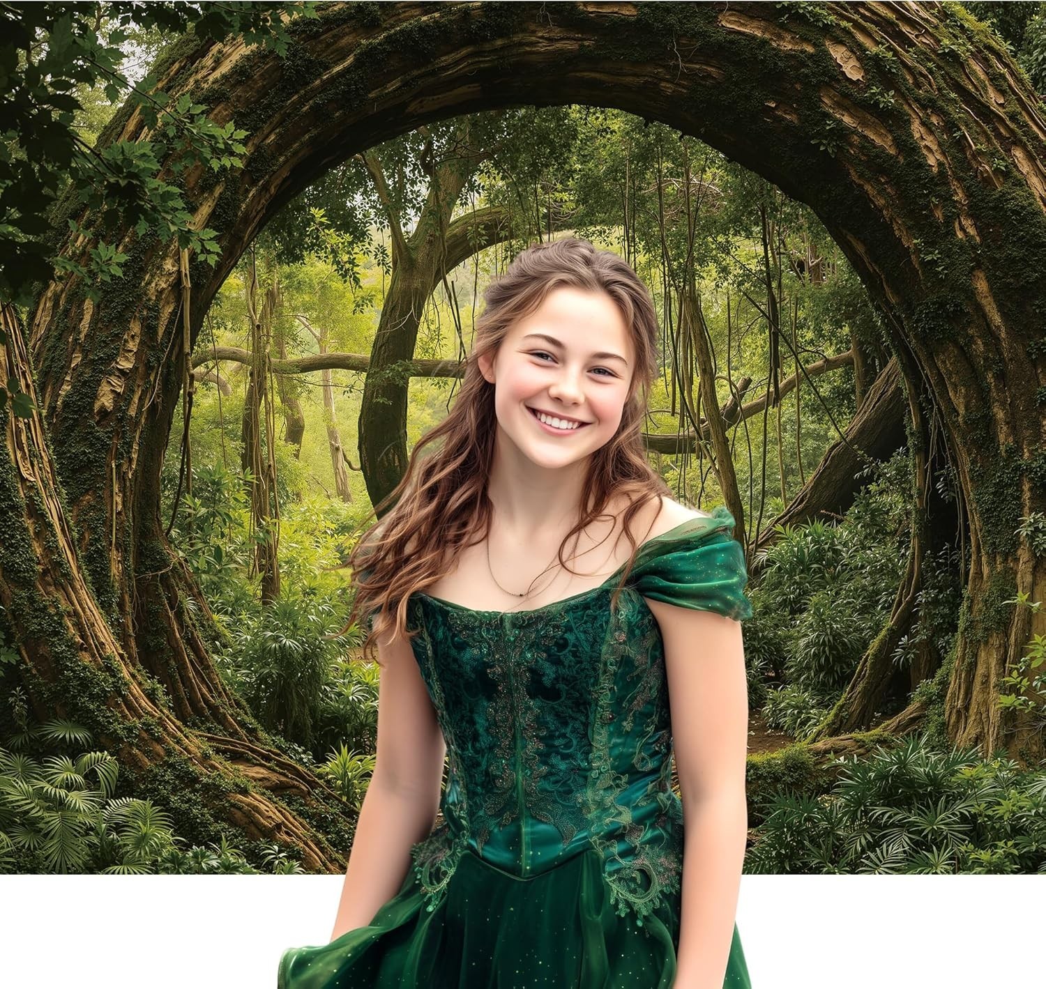 Tropical Jungle Trees Photography Backdrop 7Wx5H Feet – Enchanting Nature Scene