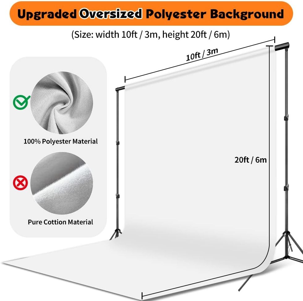 White Backdrop for Photoshoot Large Photo 10 x 20 Ft