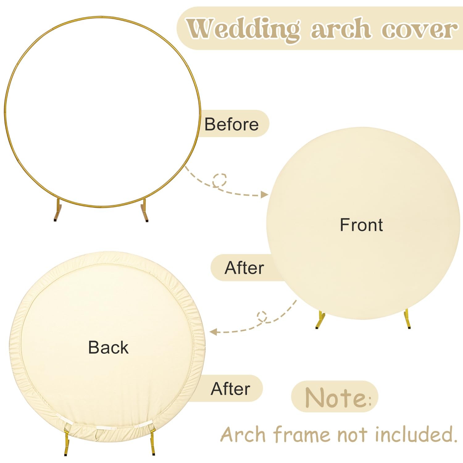 6.6FT Round Wedding Arch Cover for 6.6FT Circle Arch Stand, Thick Polyester F…