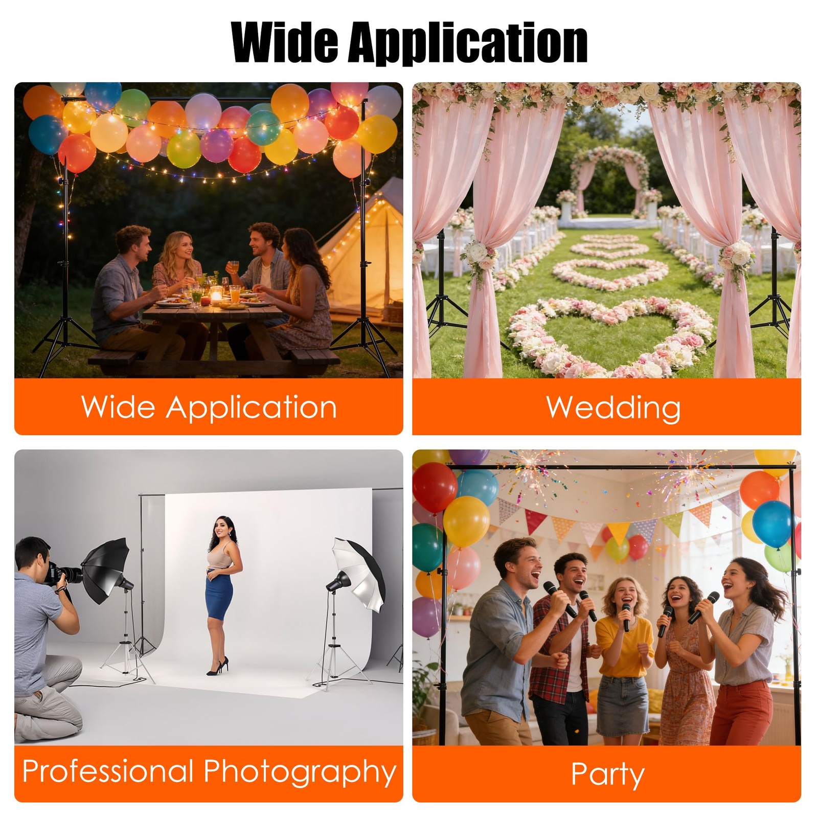 6.5x10ft Photo Backdrop Stand Kit Adjustable Heavy Duty Background Support