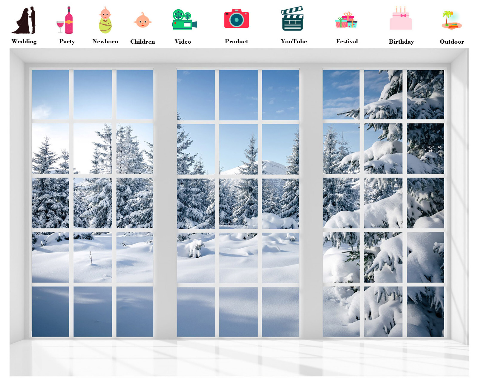 10x8ft Nature Winter Forest Snow Nature Scenery Vinyl Backdrop Photo Background