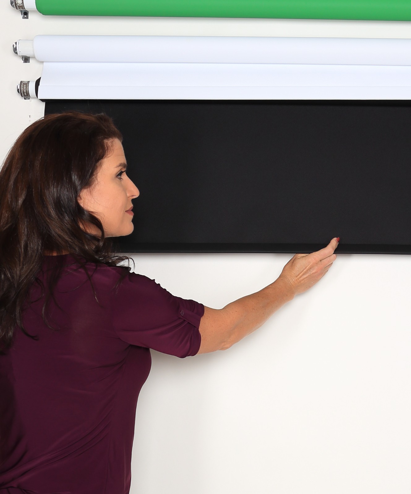 Black 2.5×5 Rollup Backdrop Wall or Ceiling Mount for Studio & Portrait Photos