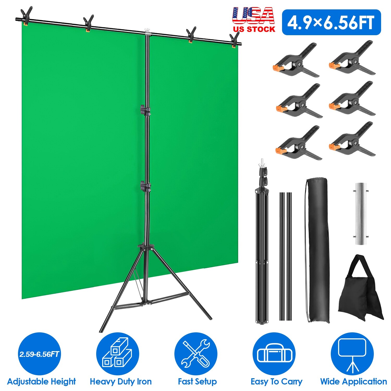 5×6.5FT Heavy Duty Photography Background Backdrop Support Tripod Stand Kit