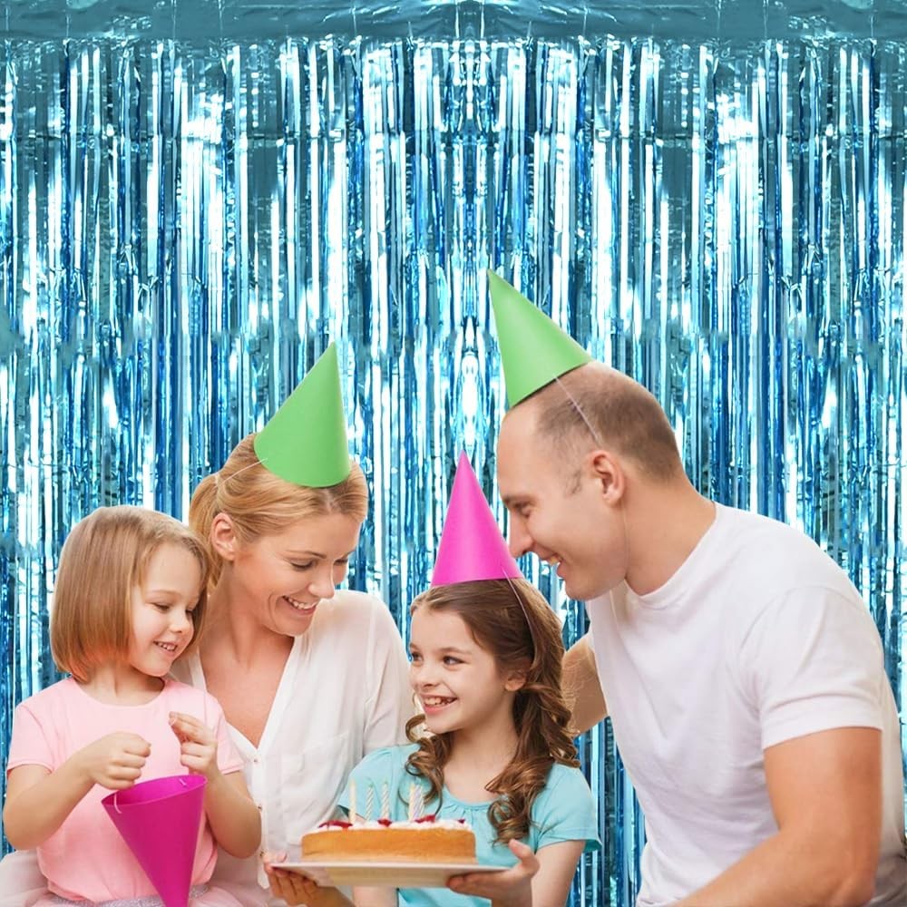 BEISHIDA 2 Pcs Light Blue Door Streamers Tinsel 3.28ft x 2, 01-light blue