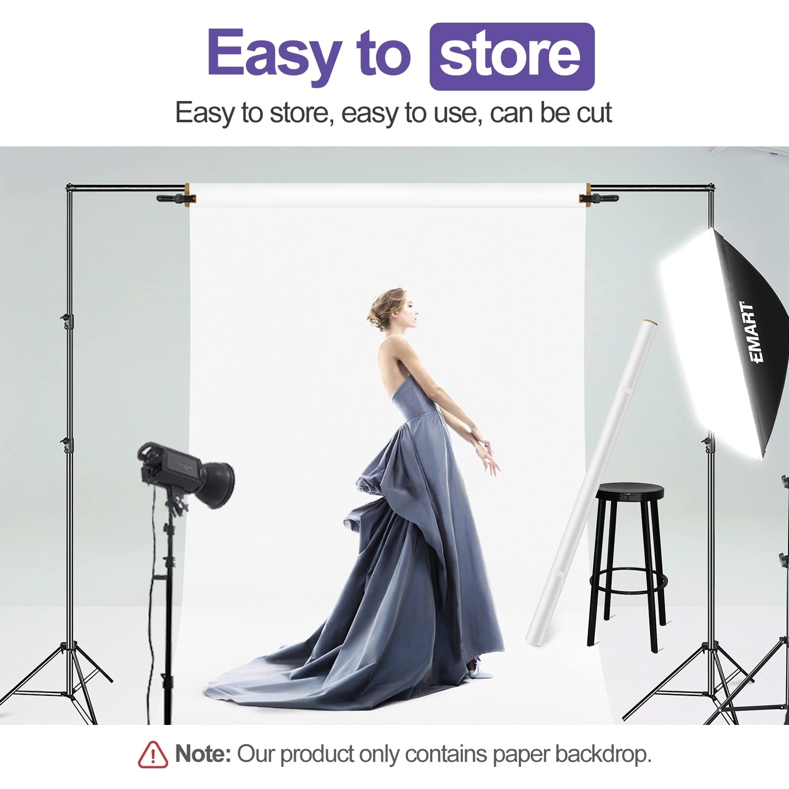 White Matte Seamless Photography Background Paper for Photoshoot, 56 Inch x 13Ft