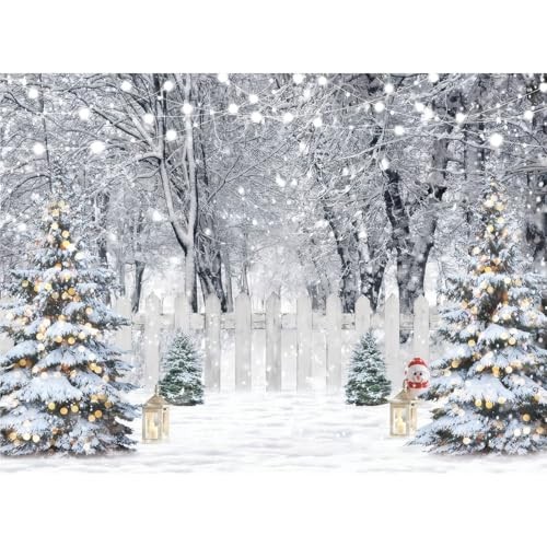 Winter Photography Backdrop Glitter Snowy Forest Pine Tree Background 7x5ft