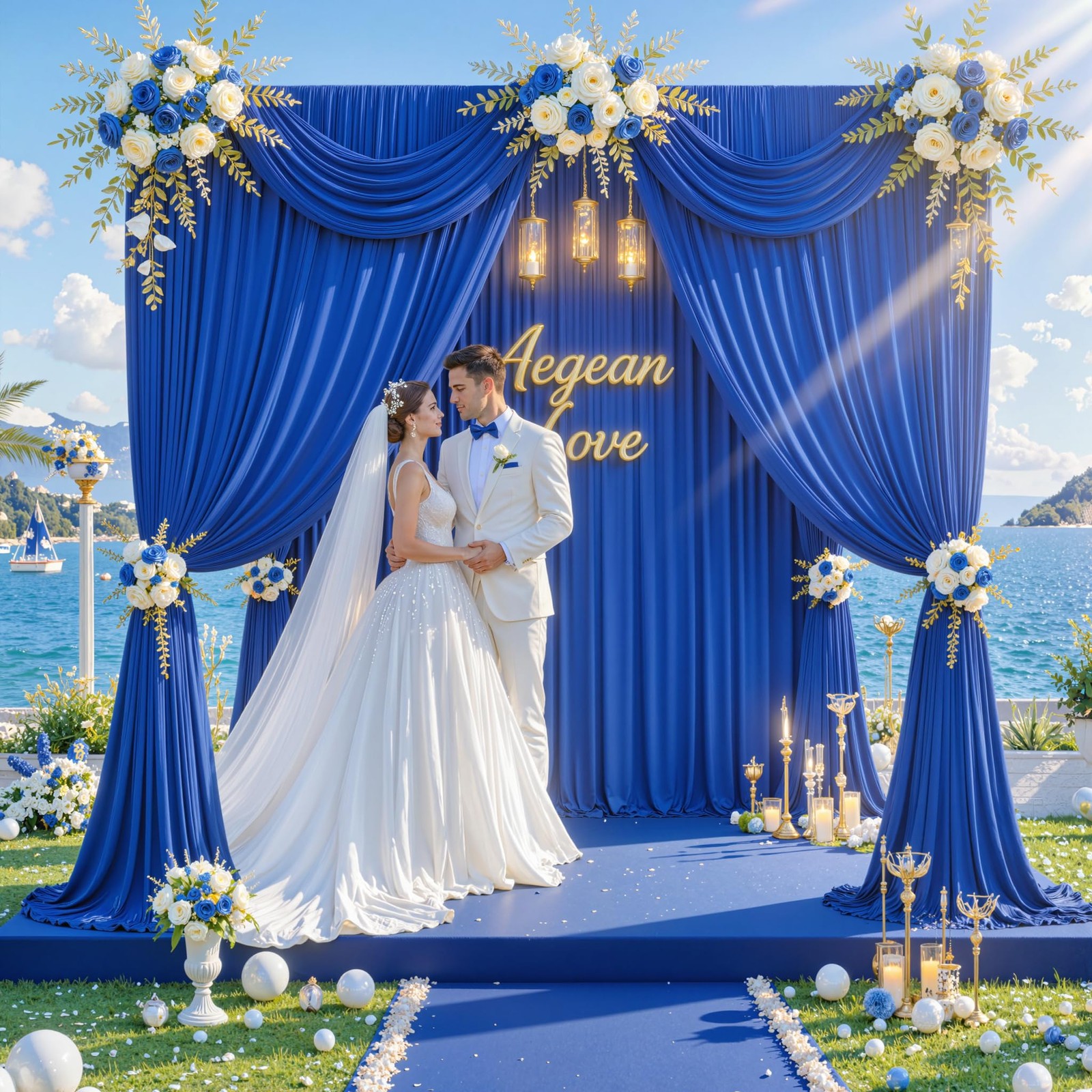 10ft x 10ft Wrinkle Free Royal Blue Backdrop Curtains for Party Stage Wedding…
