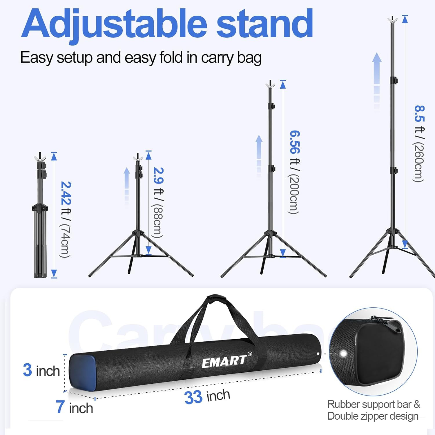 EMART Backdrop Stand 10X8.5Ft(Wxh) Photo Studio Adjustable Background Stand Supp