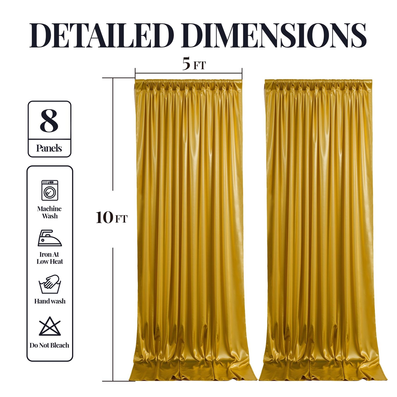 40x10ft Dark Gold Glitter Backdrop Curtain for W5 x H10′(8 Panels),