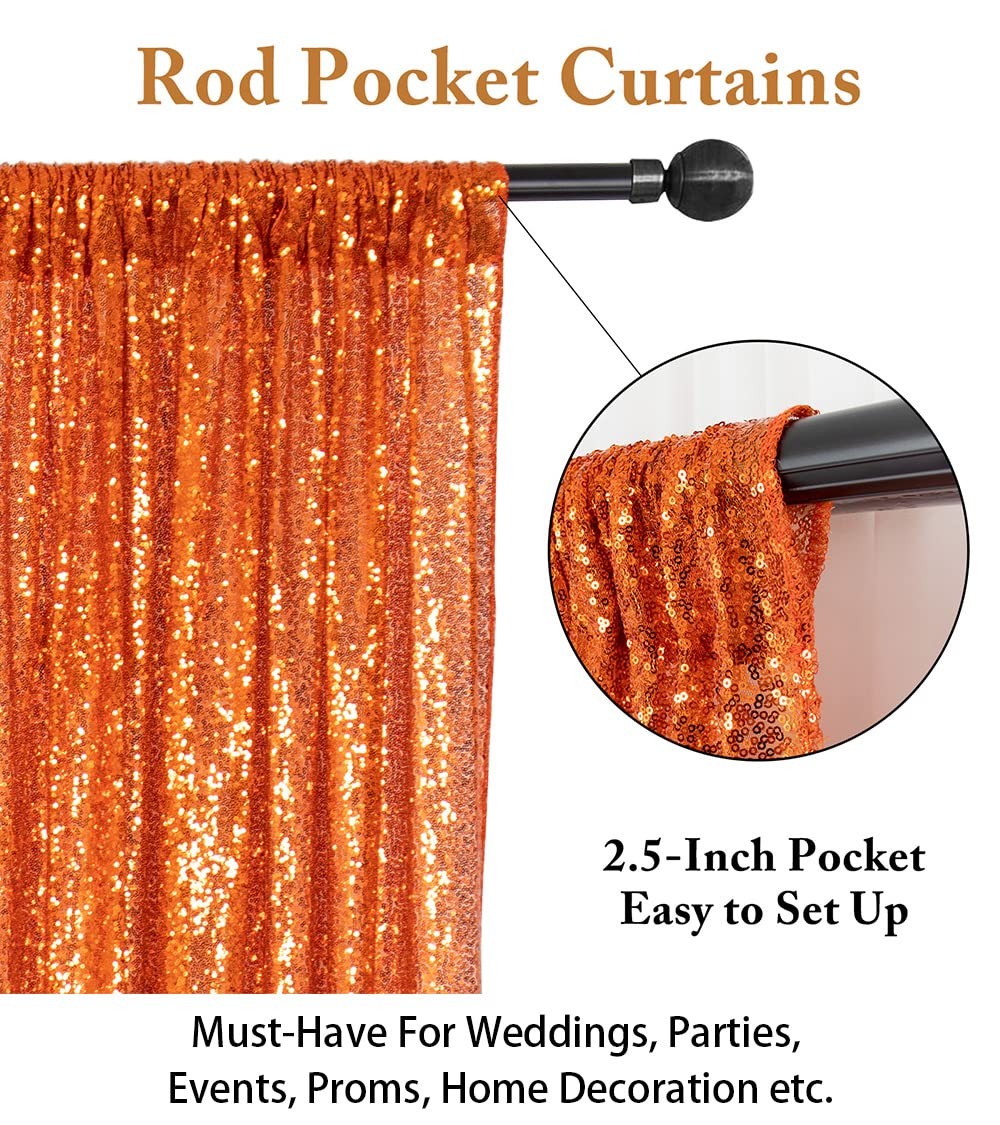 ShinyBeauty Photobooth Backdrop 4FTx7FT Orange Sequin 4FTX7FT,