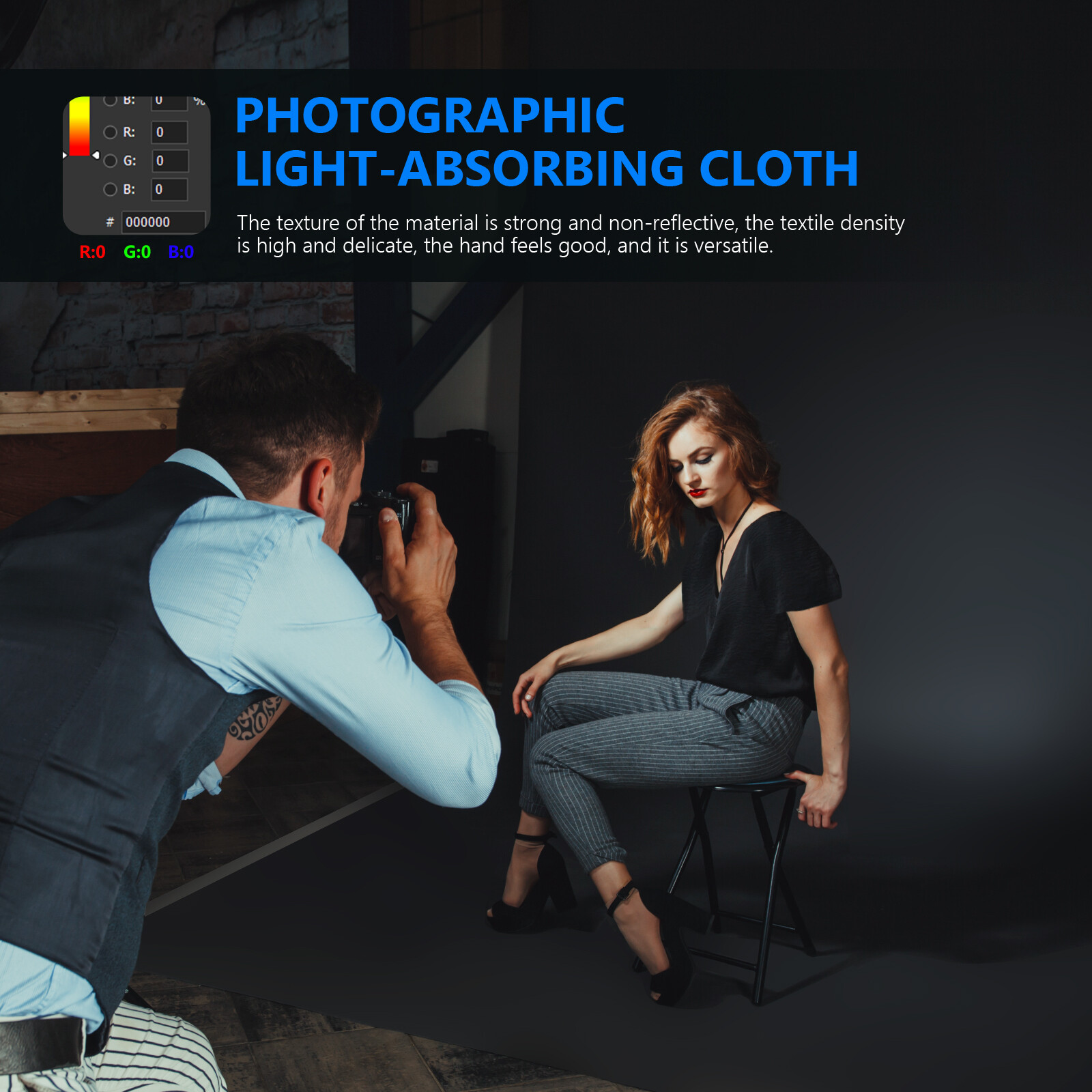 Neewer Black Background 5.9 x9.2ft Photo Studio Polyester Collapsible Backdrop