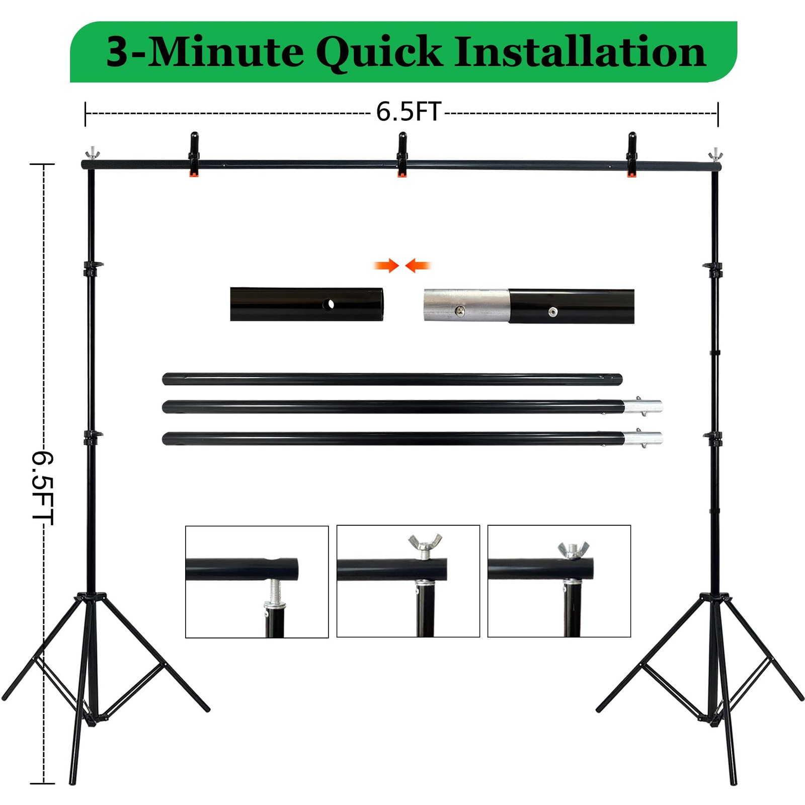 2 in 1 Green Backdrop Stand Kit, 10×8.5 ft Portable Dual Rod Stand kit with 8…