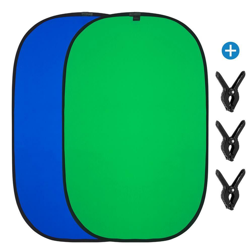 Double-Sided Green Screen and Blue Screen, 2-in-1 Collapsible and Reversible Bac