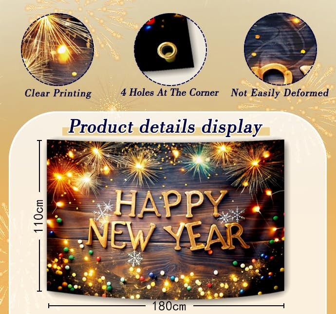6×3.6FT Happy New Year Photography Backdrop Welcome to 2025 Party Decor