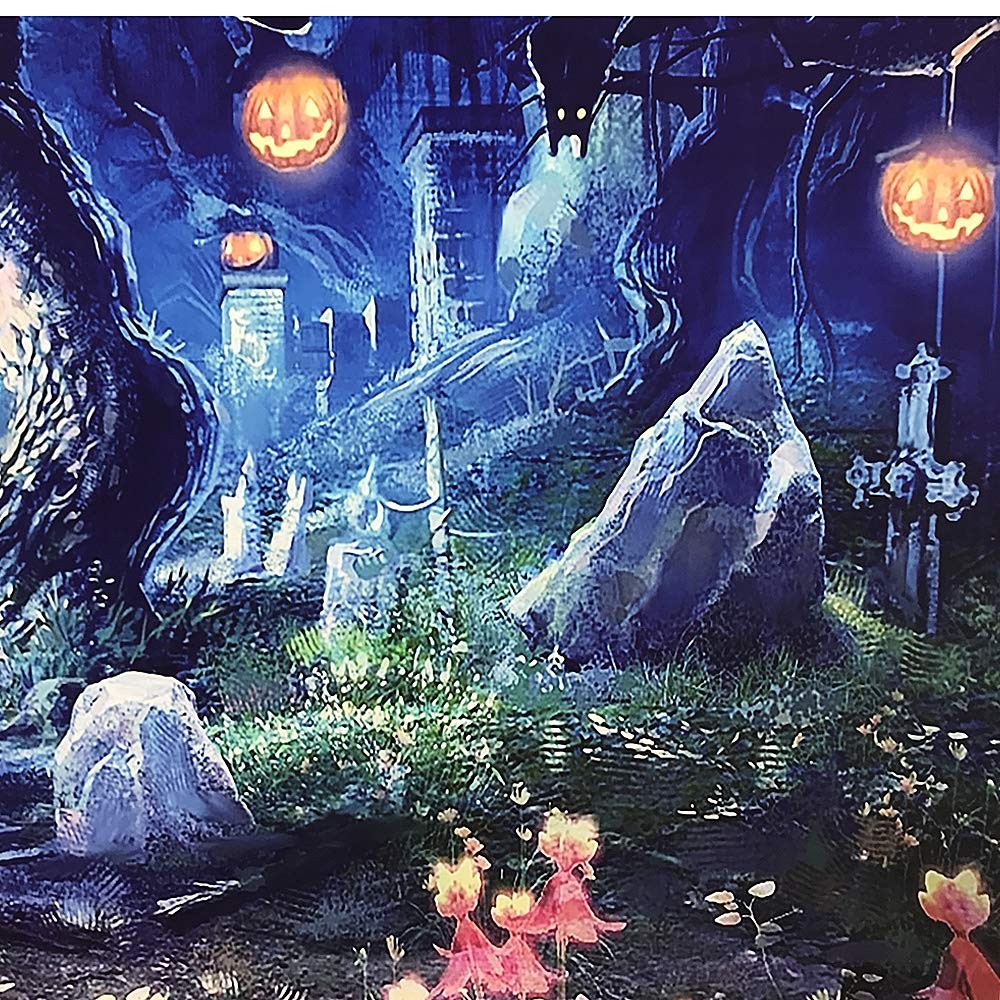 OUYIDA 7X5FT Halloween Theme Forest Scary Scene Pumpkin 7’x5′, TP272