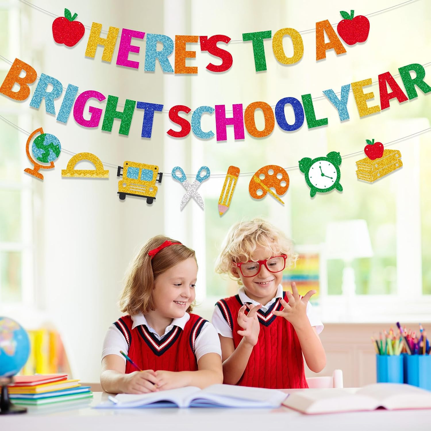 Here’S to a Bright School Year Banner,Back to School Garland Banner for First Da