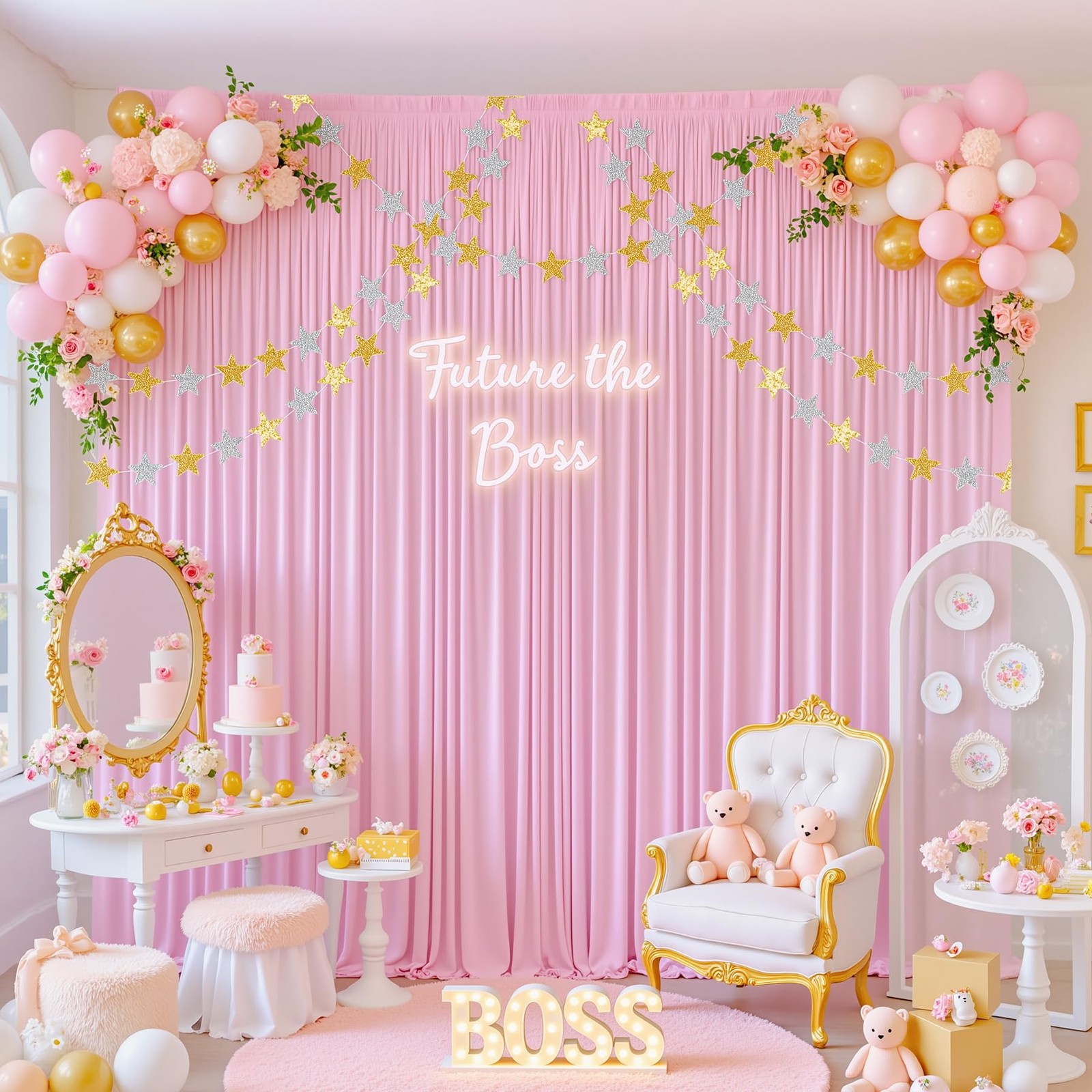 50x10ft Pink Photo Backdrop 50 ft X 10 ft(10 Panels 5ft X 10ft),