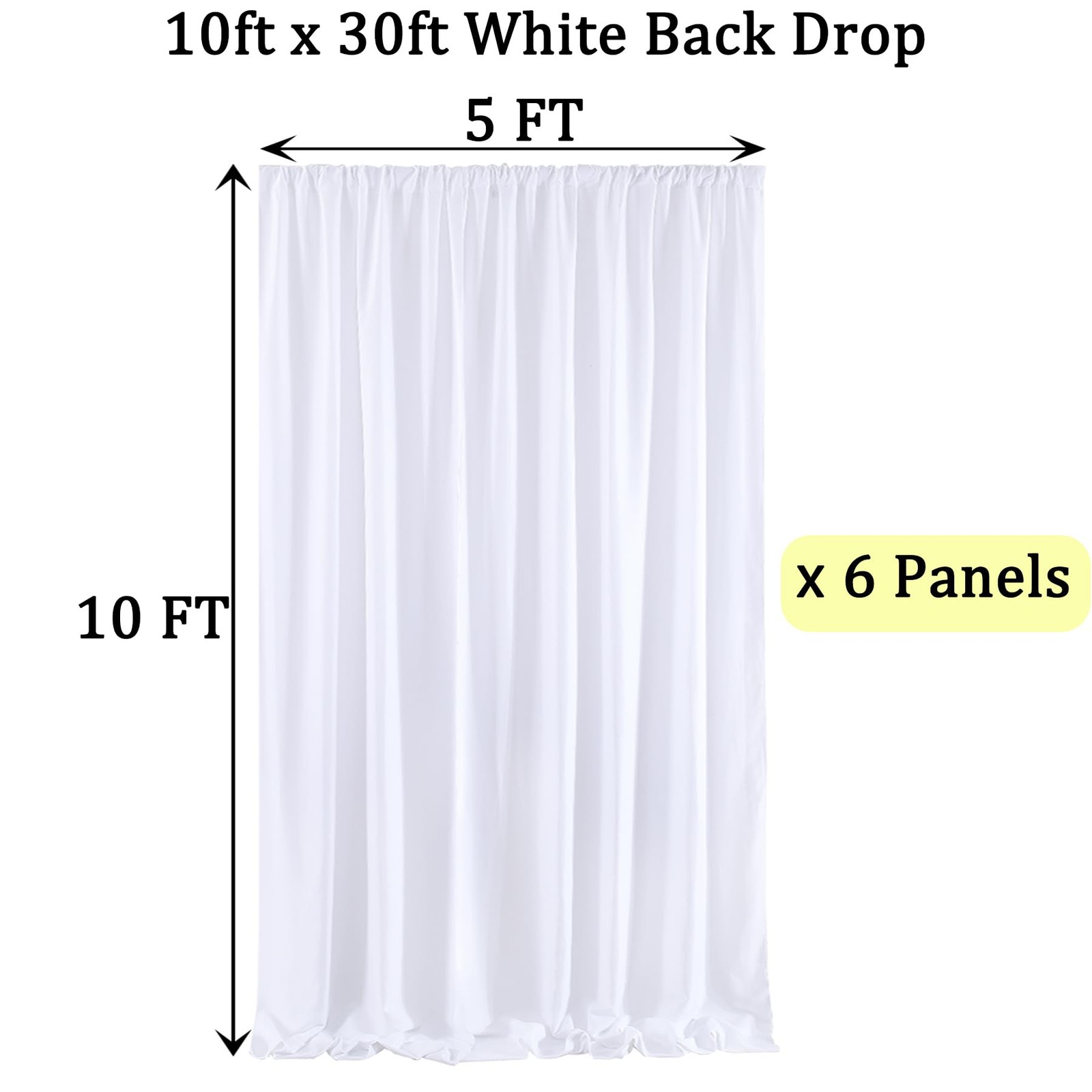 Htper 30ft x 10ft White Backdrop Curtain Panels for Parties, Thick Resistant …