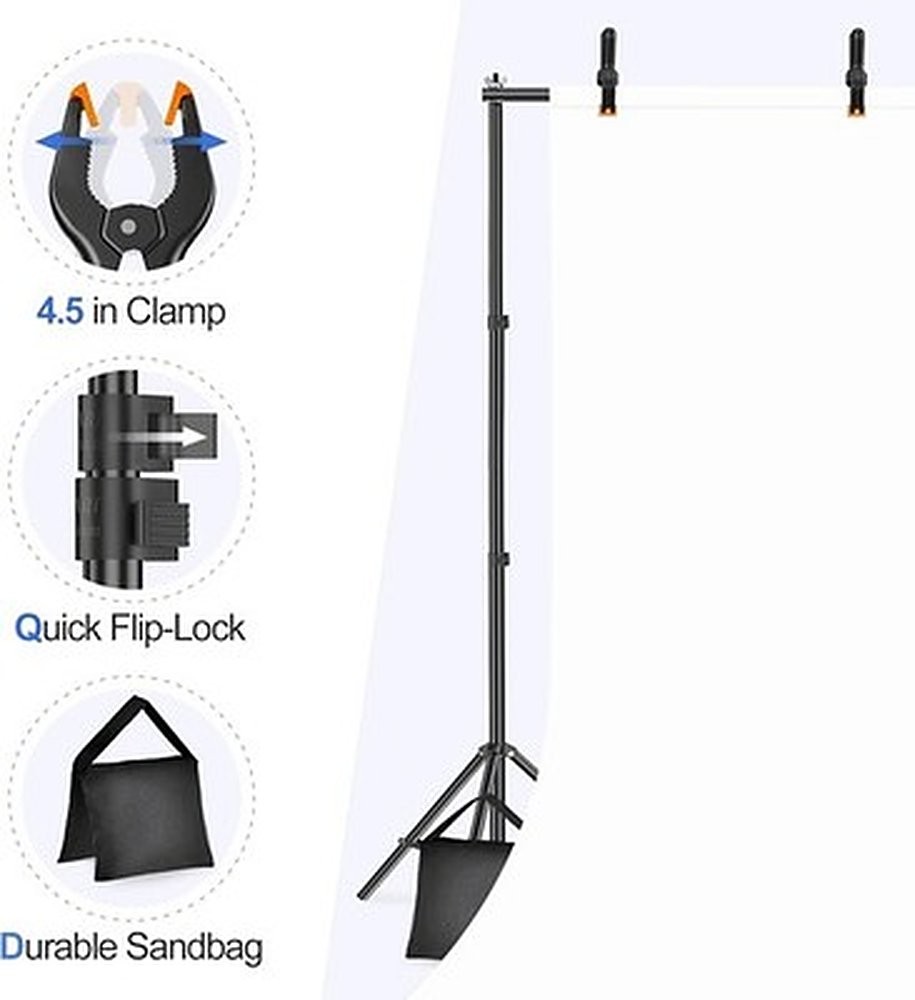 EMART 10x7ft Adjustable Backdrop Stand w/ Crossbars Clamps #R034