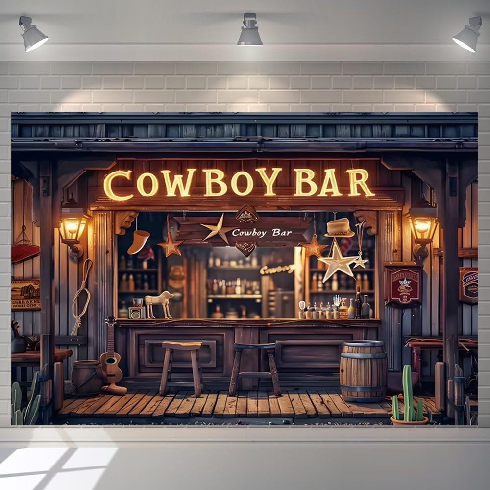 Western Backdrop 7x5ft Cowboy Themed Party Decorations Wild West Banner Saloo…