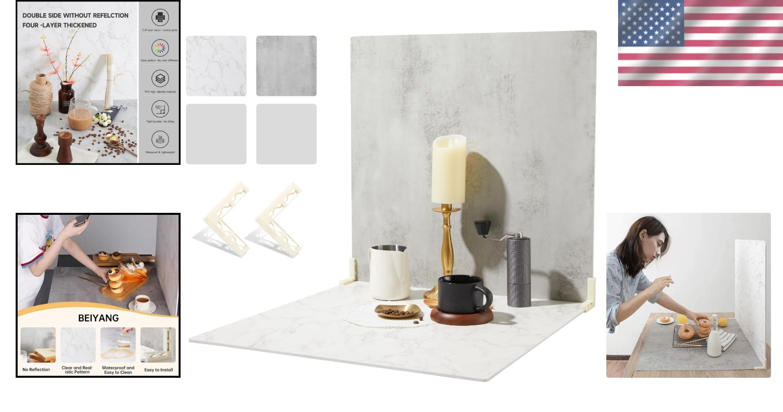 Professional 24×24 PVC Photo Backdrop Boards Set for Food & Product Photography