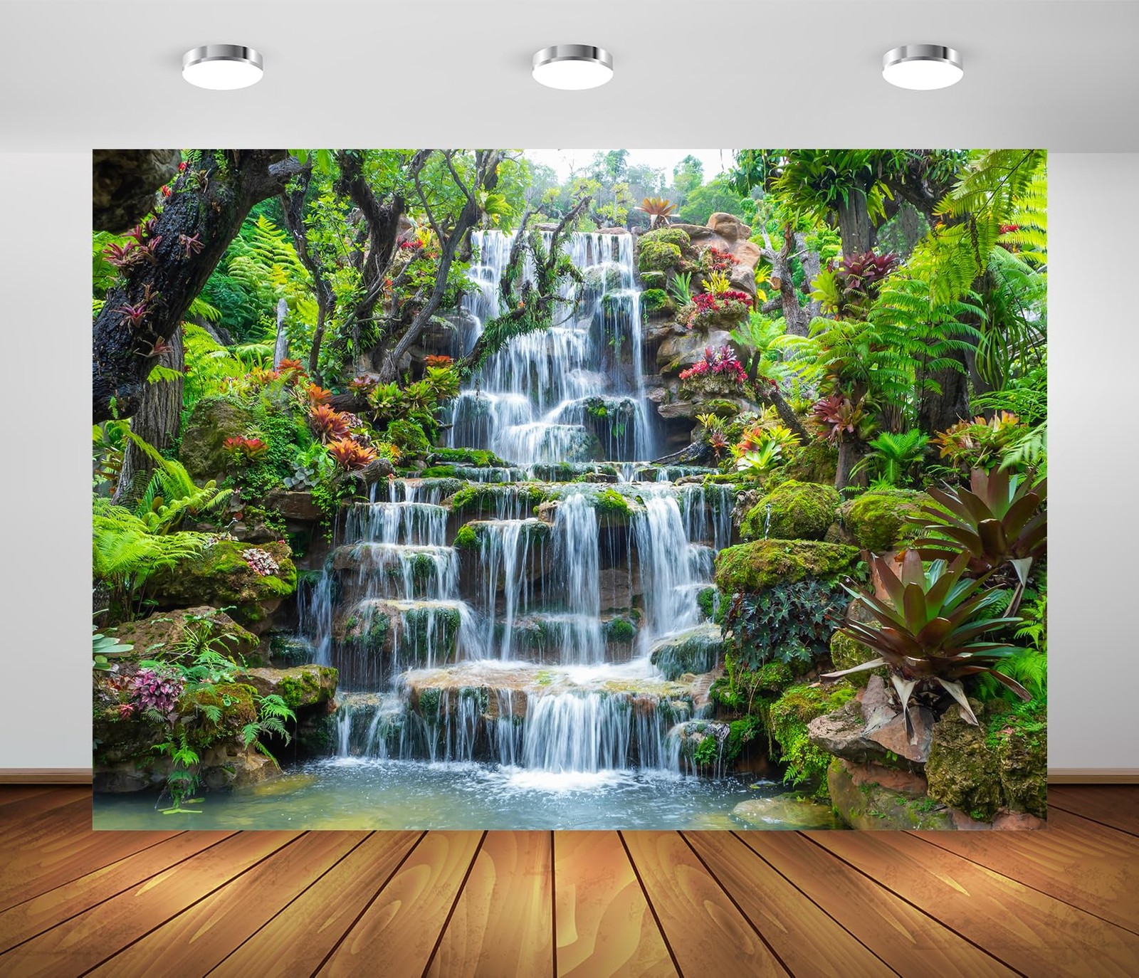 BELECO 20x10ft Fabric Garden Waterfall Backdrop 20x10FT, N5-waterfall-20