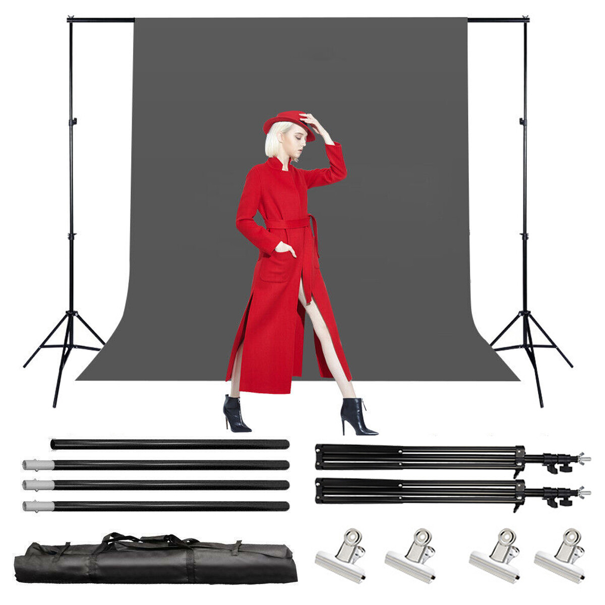 10ft Adjustable Backdrop Support Stand Photography Background Photo Crossbar Kit