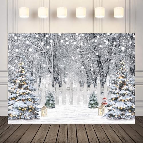 Snowy Forest Backdrop – Winter Party Background – Snowflake – 7x5ft
