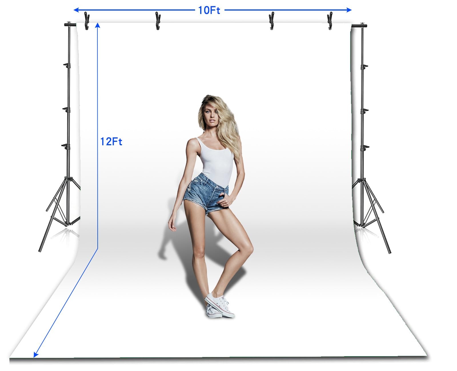 Photo Video Studio 12 x10ft 100% Muslin White Backdrop with 10 x 8.5ft Stand …