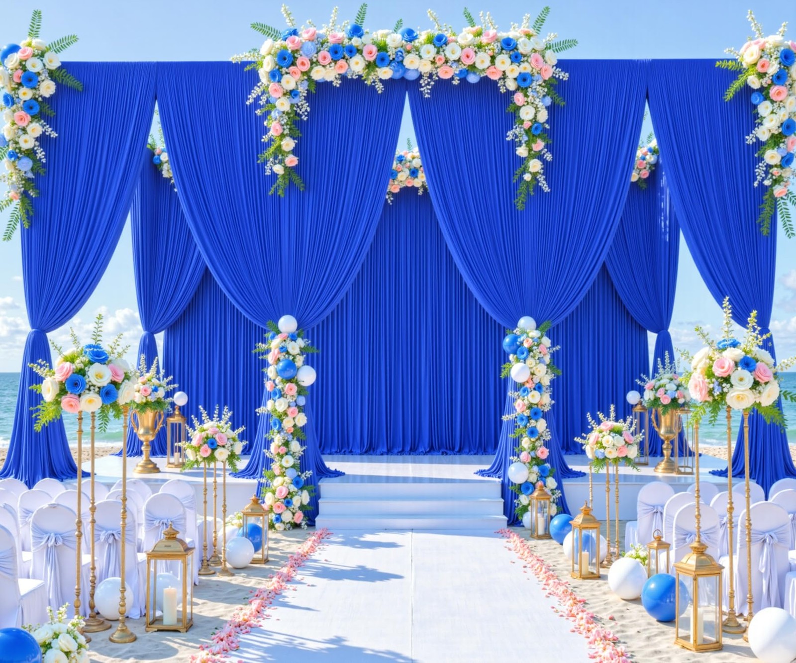 10 Panels Wrinkle Free Royal Blue 50FTx10FT (W5’xH10′, 10 Panels),