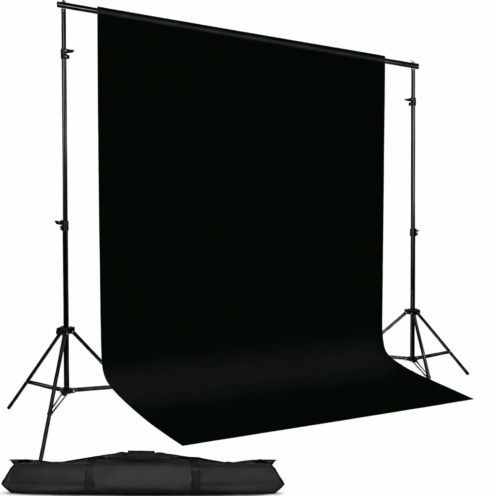 Photo Background Support System 8.5 x 10ft Backdrop Stand Kit, Black Background