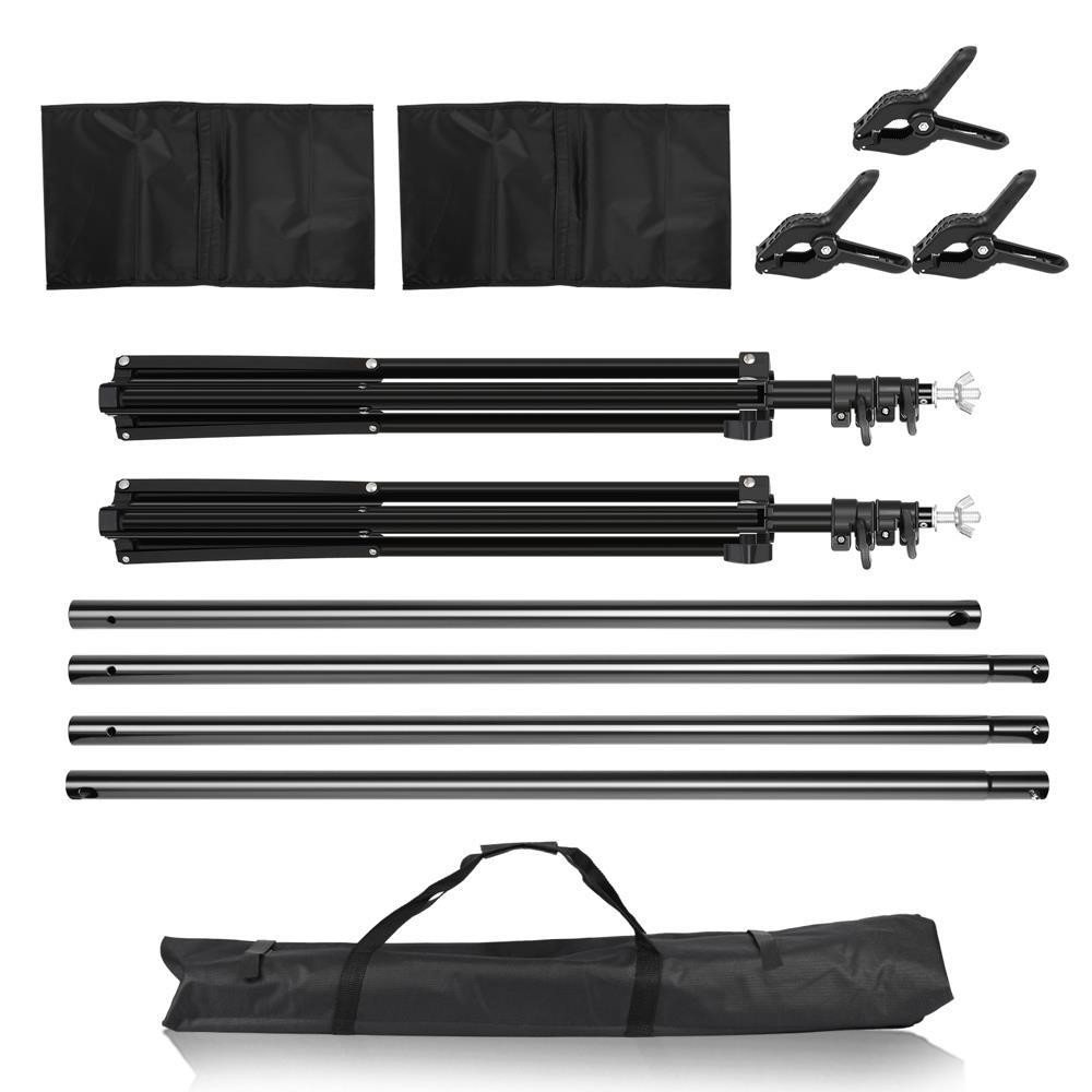 10FT Photo Backdrop Support Stand Kit with Clamps Sandbags Carry Bag w/ 3 Clamps