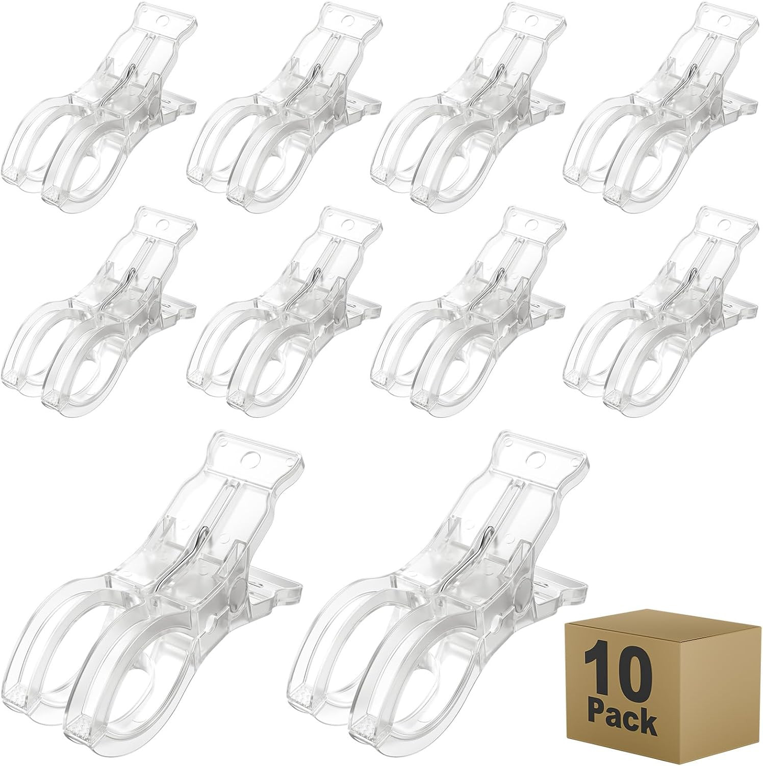 10 Pack Balloon Arch Clips, Large Clear Spring Clamps for Backdrop, 3.5” Plasti