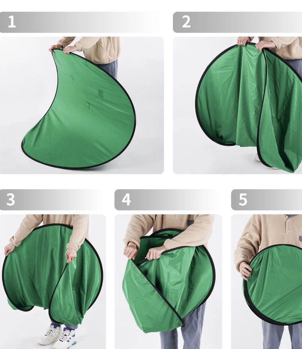 Green Screen Collapsible Polyester Backdrop, 59in/150 cm, Opaque