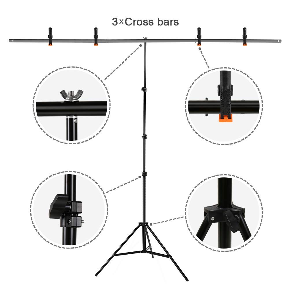 T-Shape Portable Background Backdrop Support Stand Kit 6.5ft Wide 8.5ft Tall …