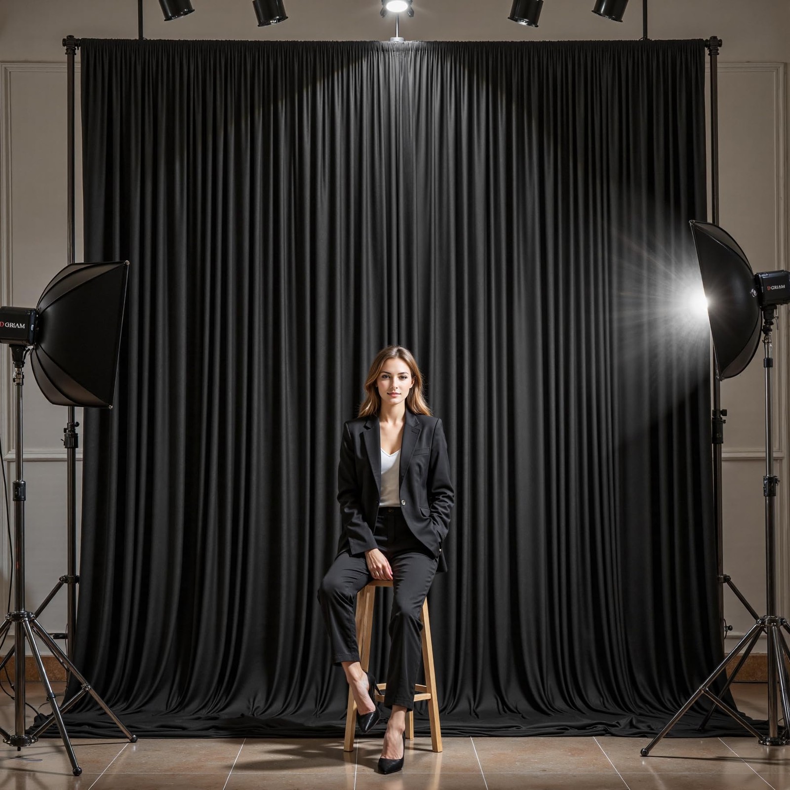 10 Panels Black Backdrop Curtains – Wrinkle Free W4′ x H10′(10 panels),