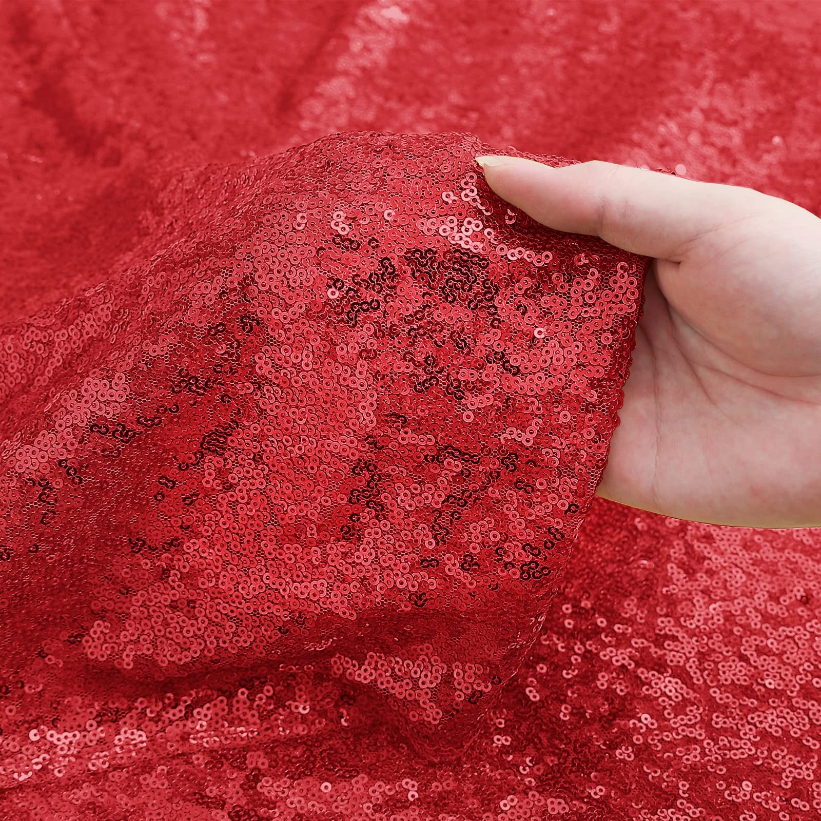 Red Sequin Backdrop Curtain 2 Panels 2FTx8FT Glitter Red Background Drapes Sp…