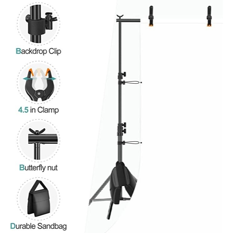 EMART 8.5 x 10 ft Photo Backdrop Stand Adjustable Photography Muslin Background