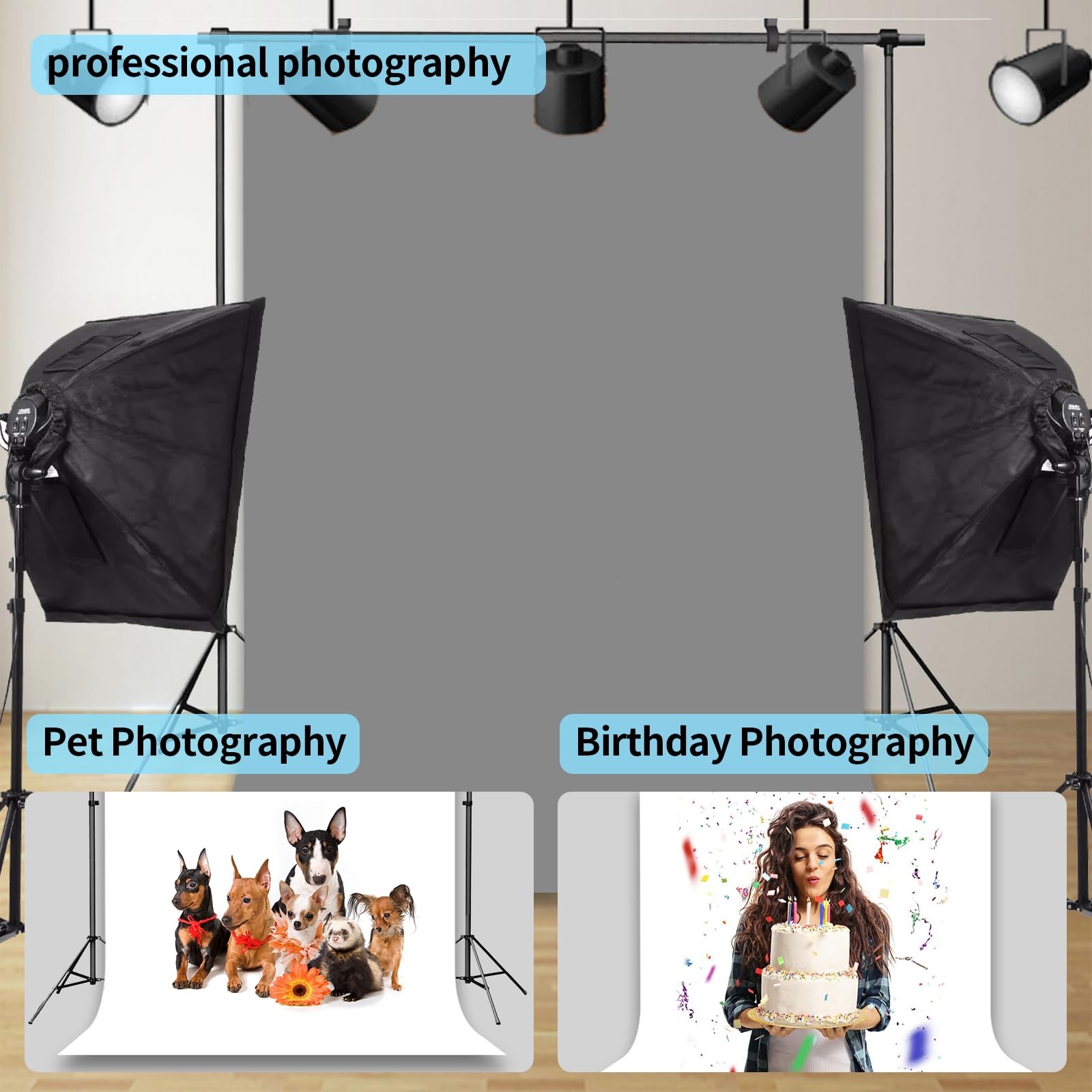Grey 8×10 Ft Backdrop Photography Photobooth Professional Curtains Studio