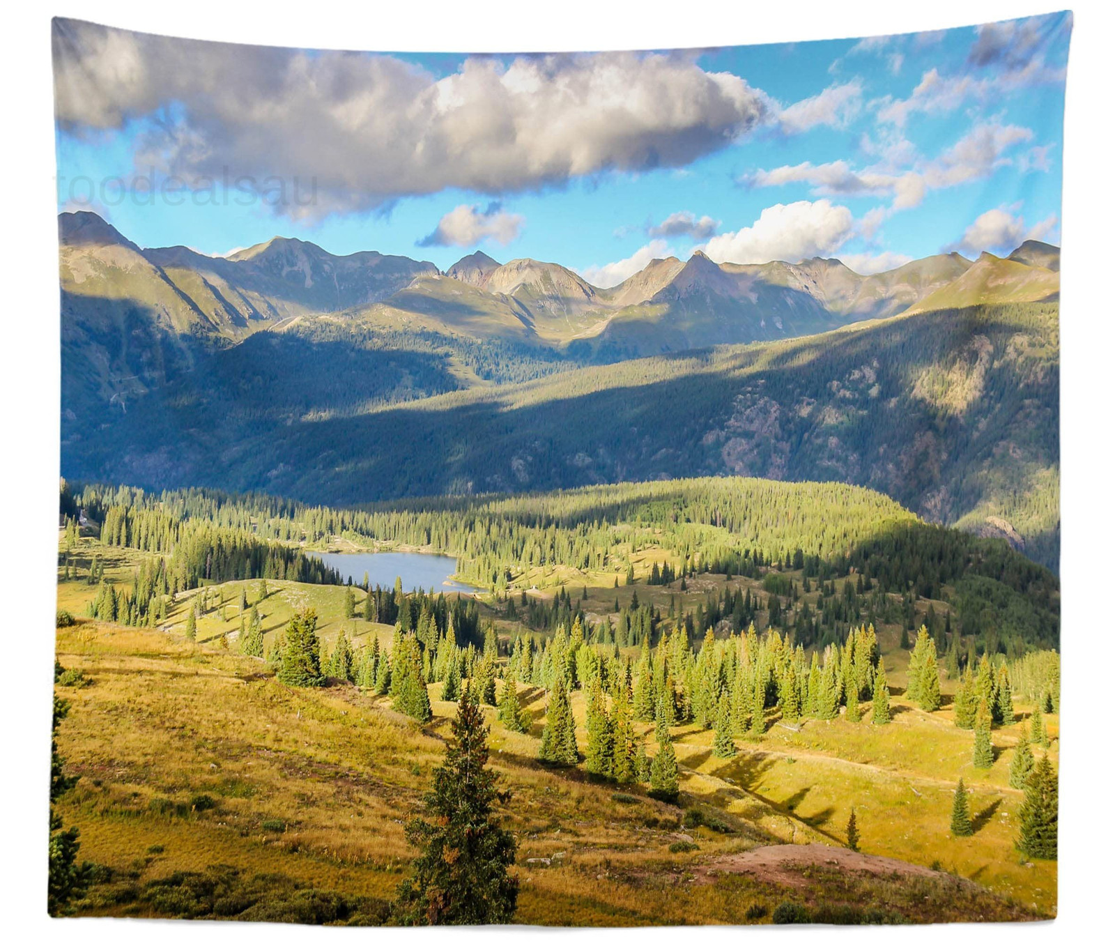 7x5ft Soft Fabric Colorado Mountains Lake Backdrop 7x5FT, Mountain-26