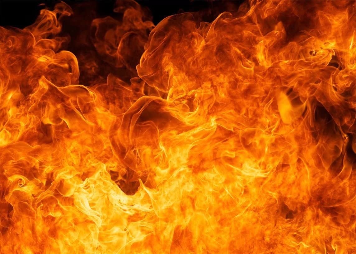 5x3Ft Fabric Fire Flames Raging Photo Backdrop Birthday Halloween Party Decor