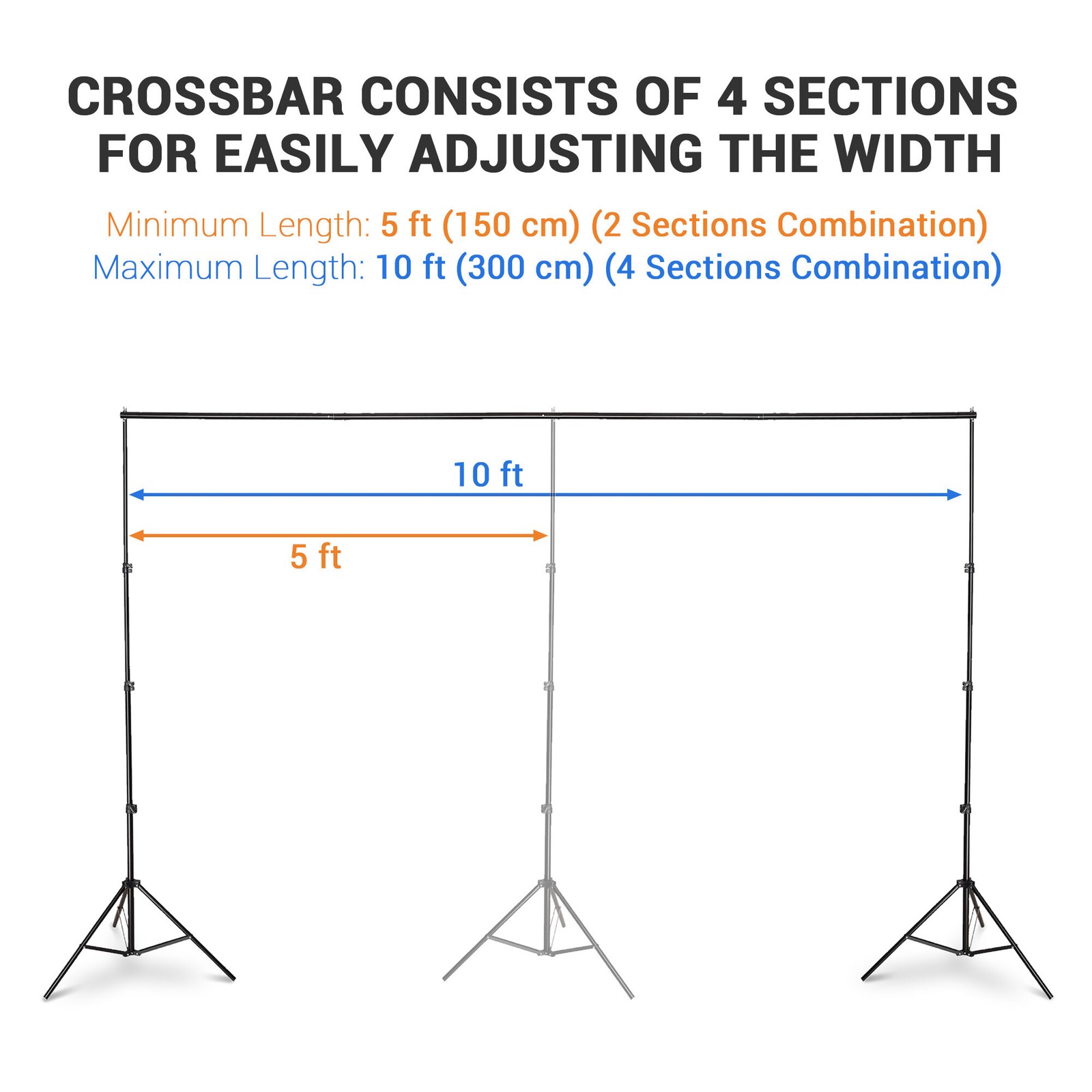 8X10FT Adjustable Backdrop Stand Photo Background Support Kit Photography W/ Bag